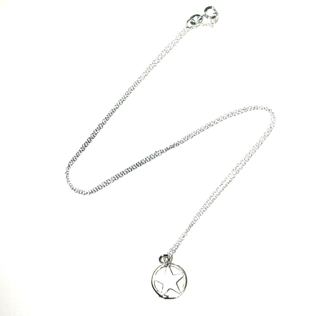 Sterling silver circled star necklace