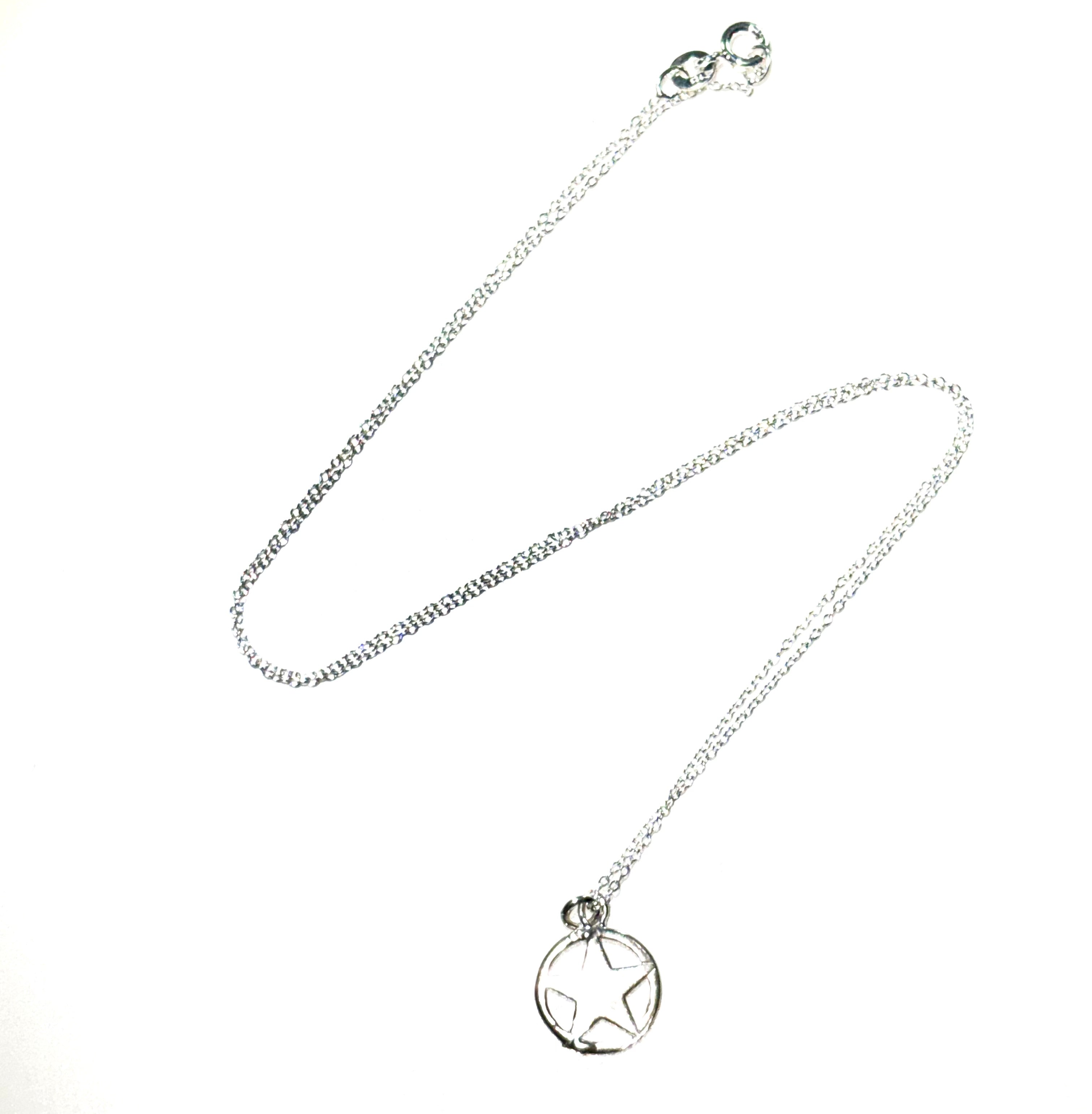 Sterling silver circled star necklace