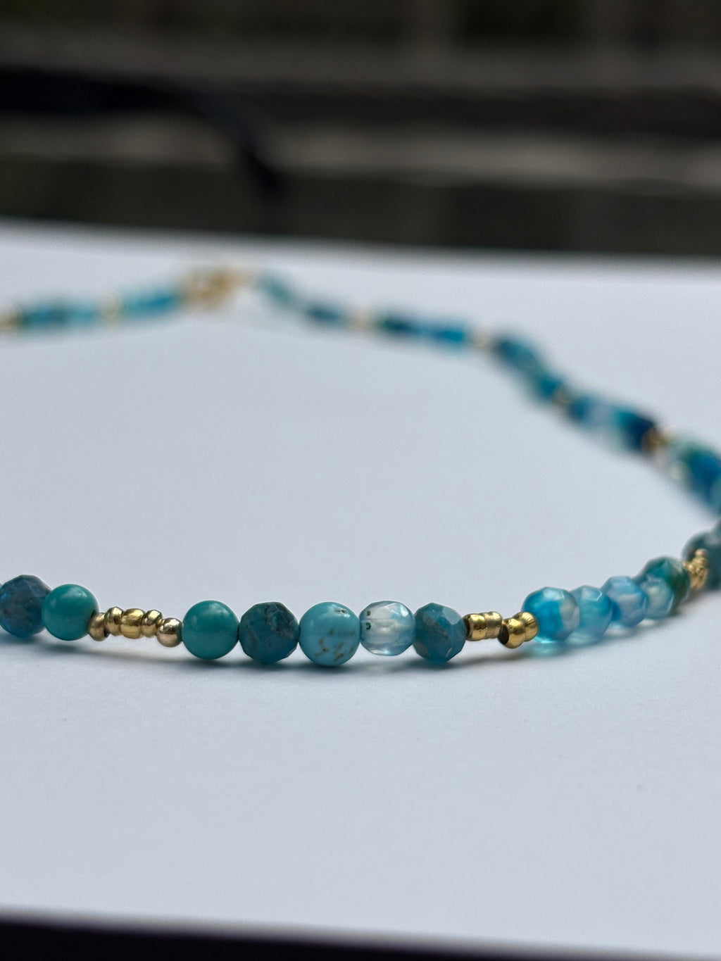 Blue agate beaded necklace
