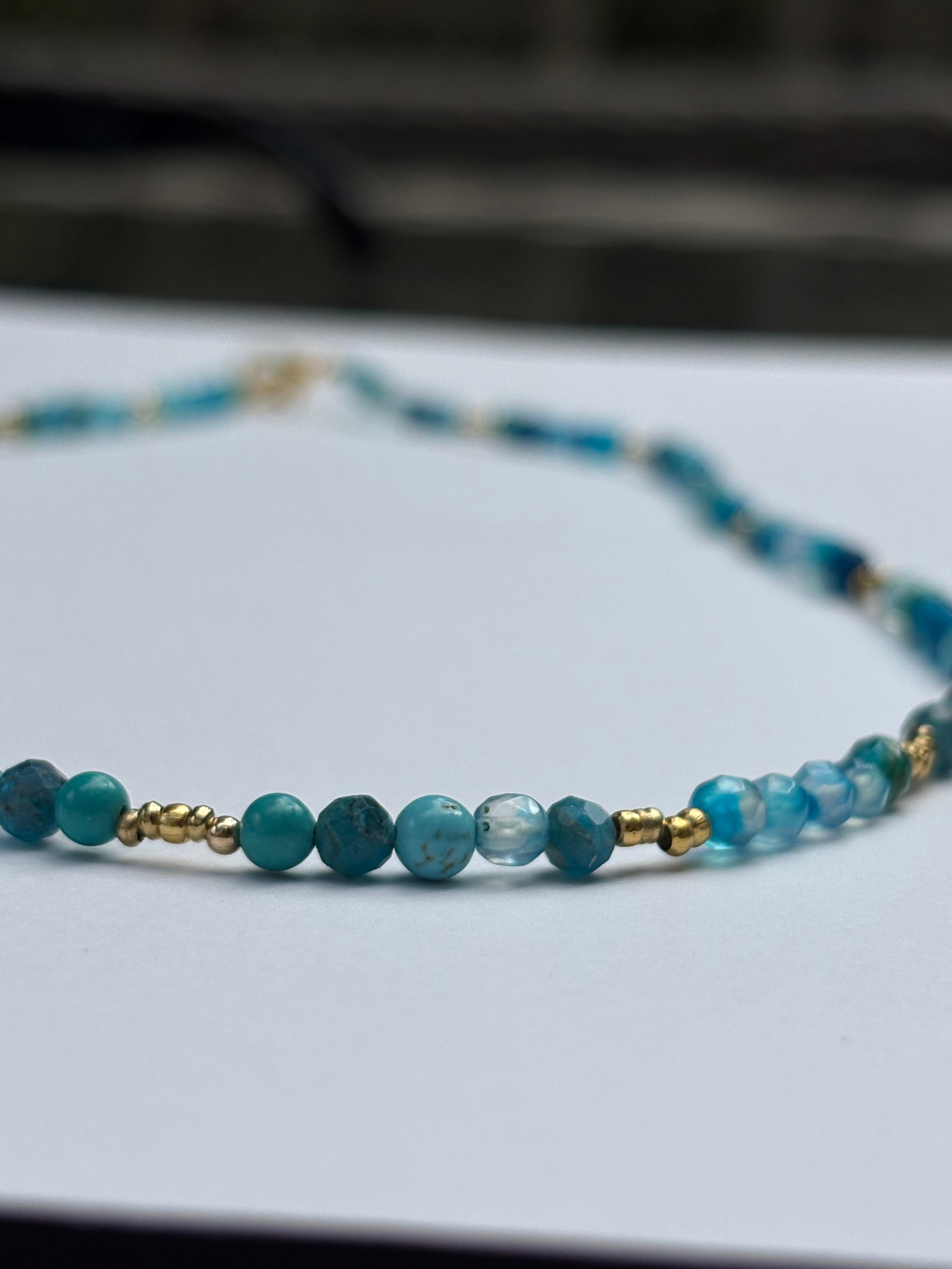 Blue agate beaded necklace