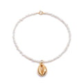 Pearl bracelet and shell pendant