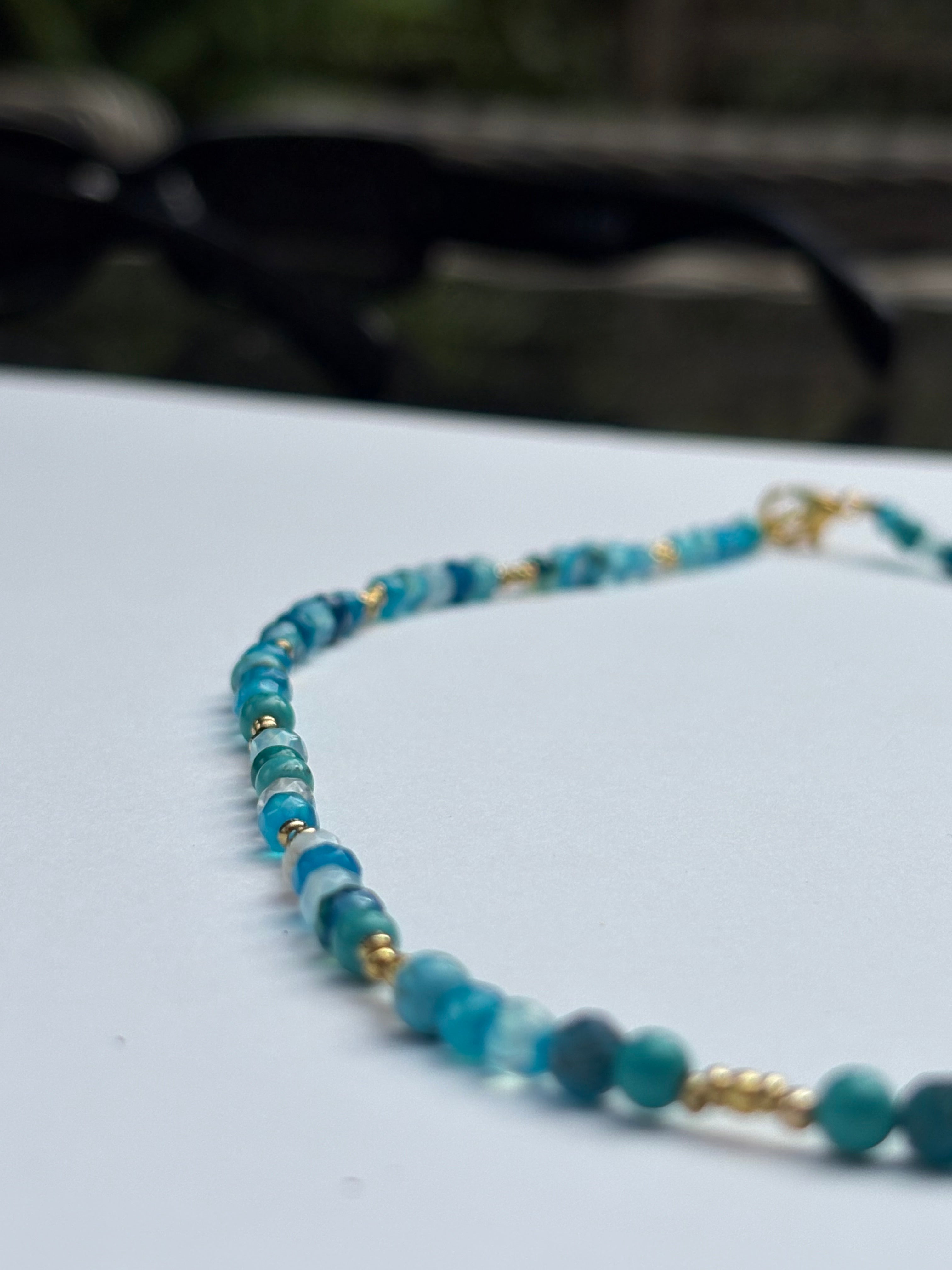 Blue agate beaded necklace