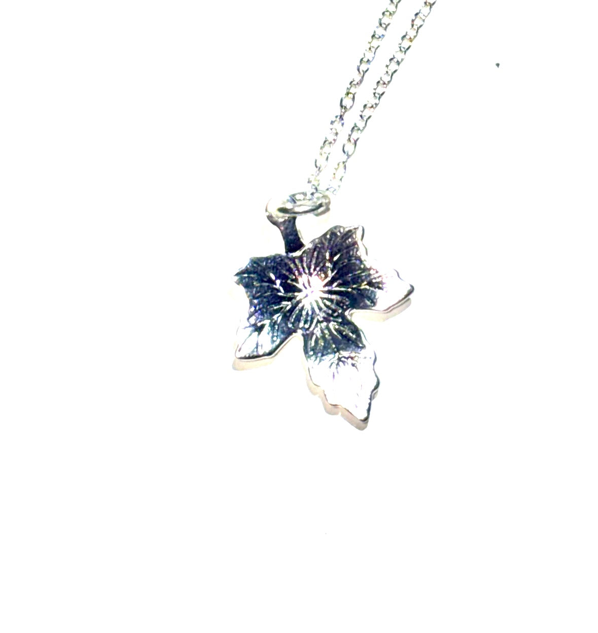 Sterling silver maple leaf necklace