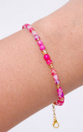 Pink agate beaded bracelet