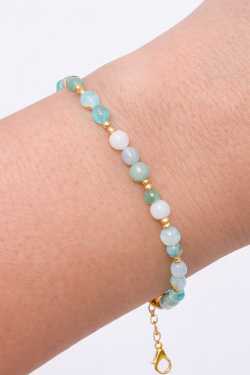 Green agate beaded bracelet