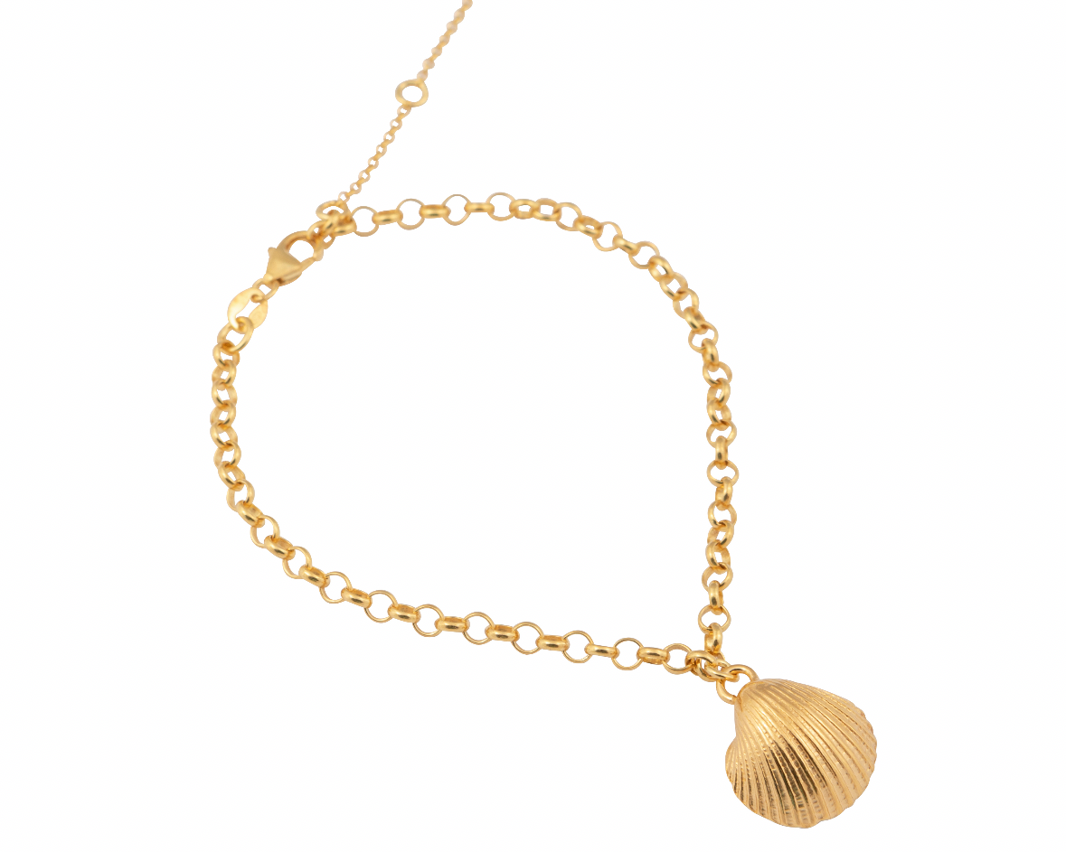 Gold plated clam shell bracelet
