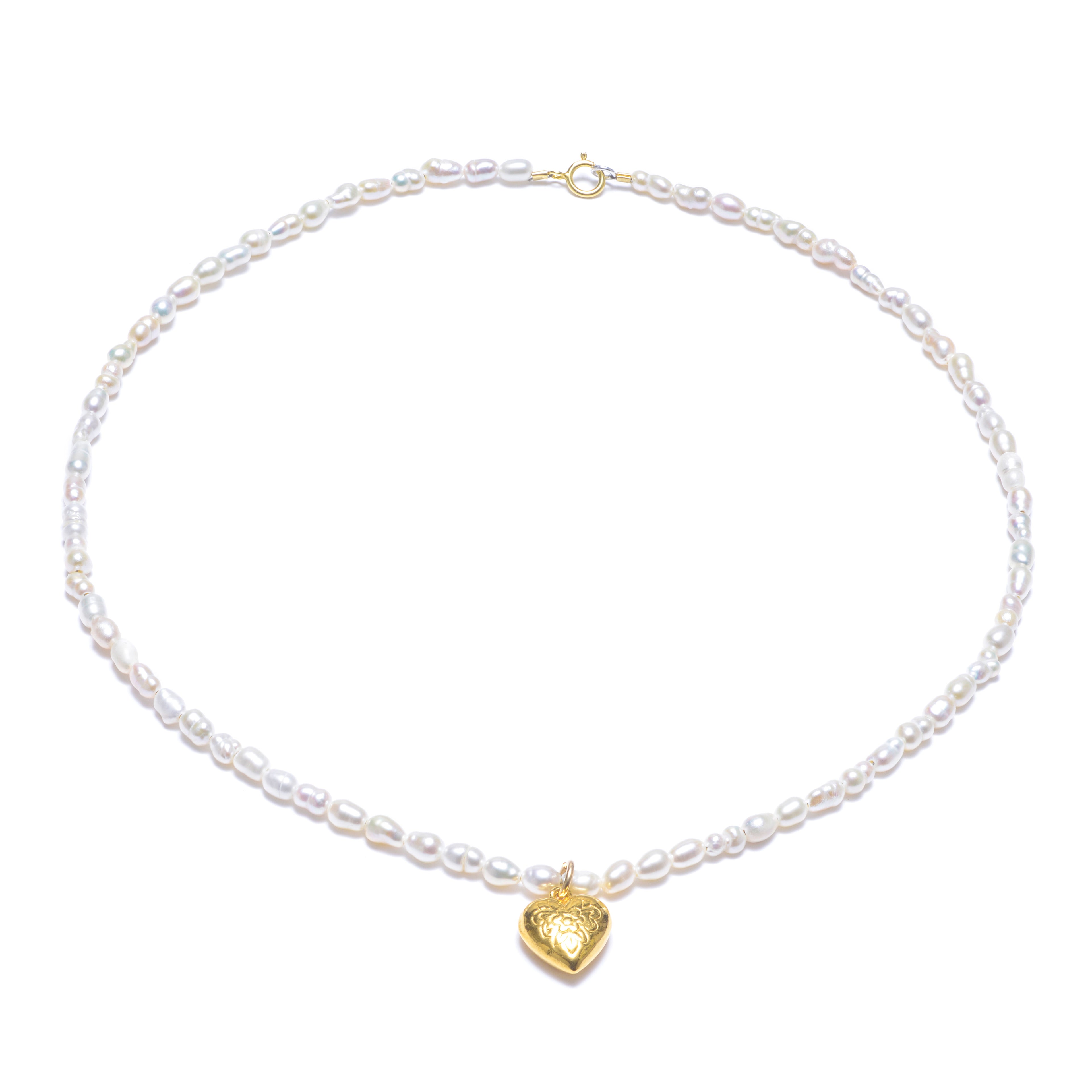 Pearl love heart choker