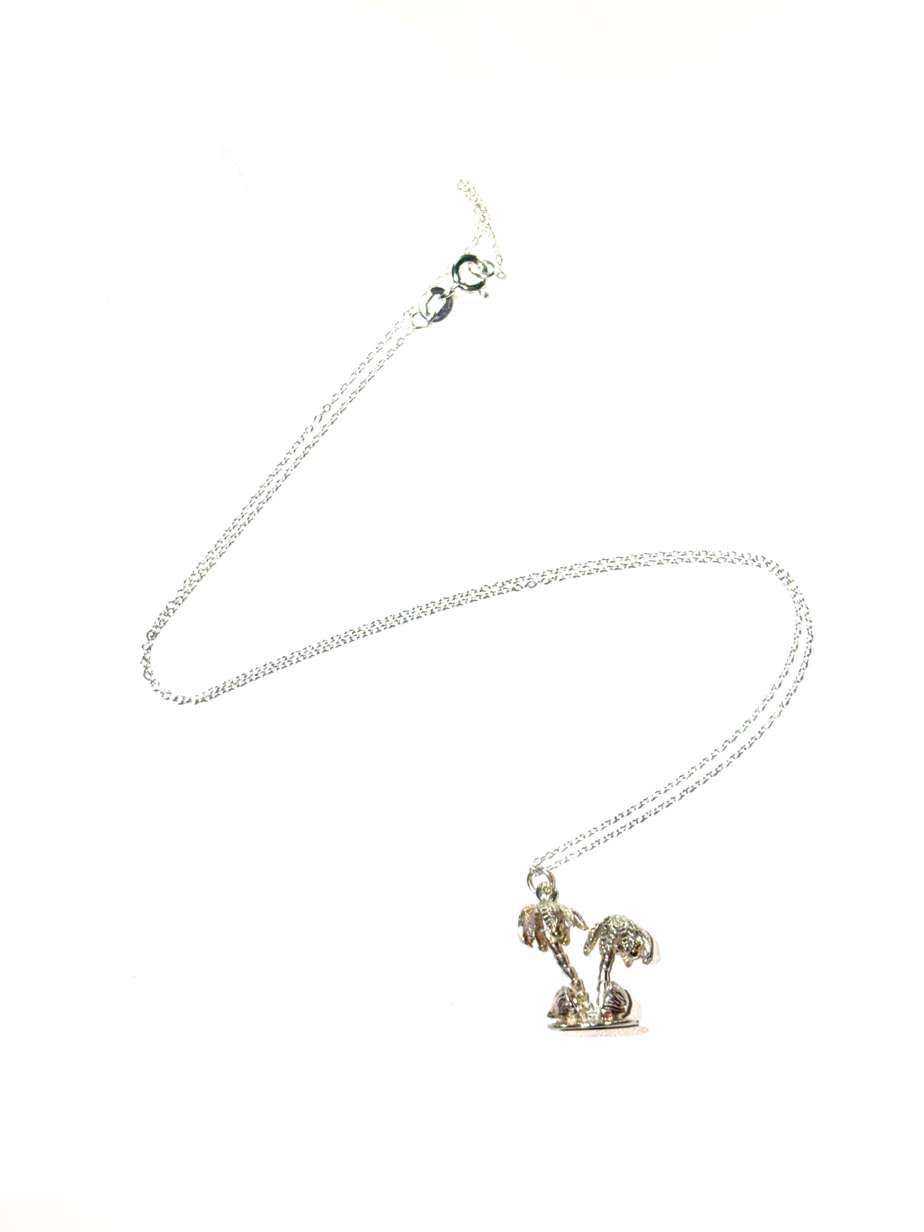 Sterling silver palm tree necklace