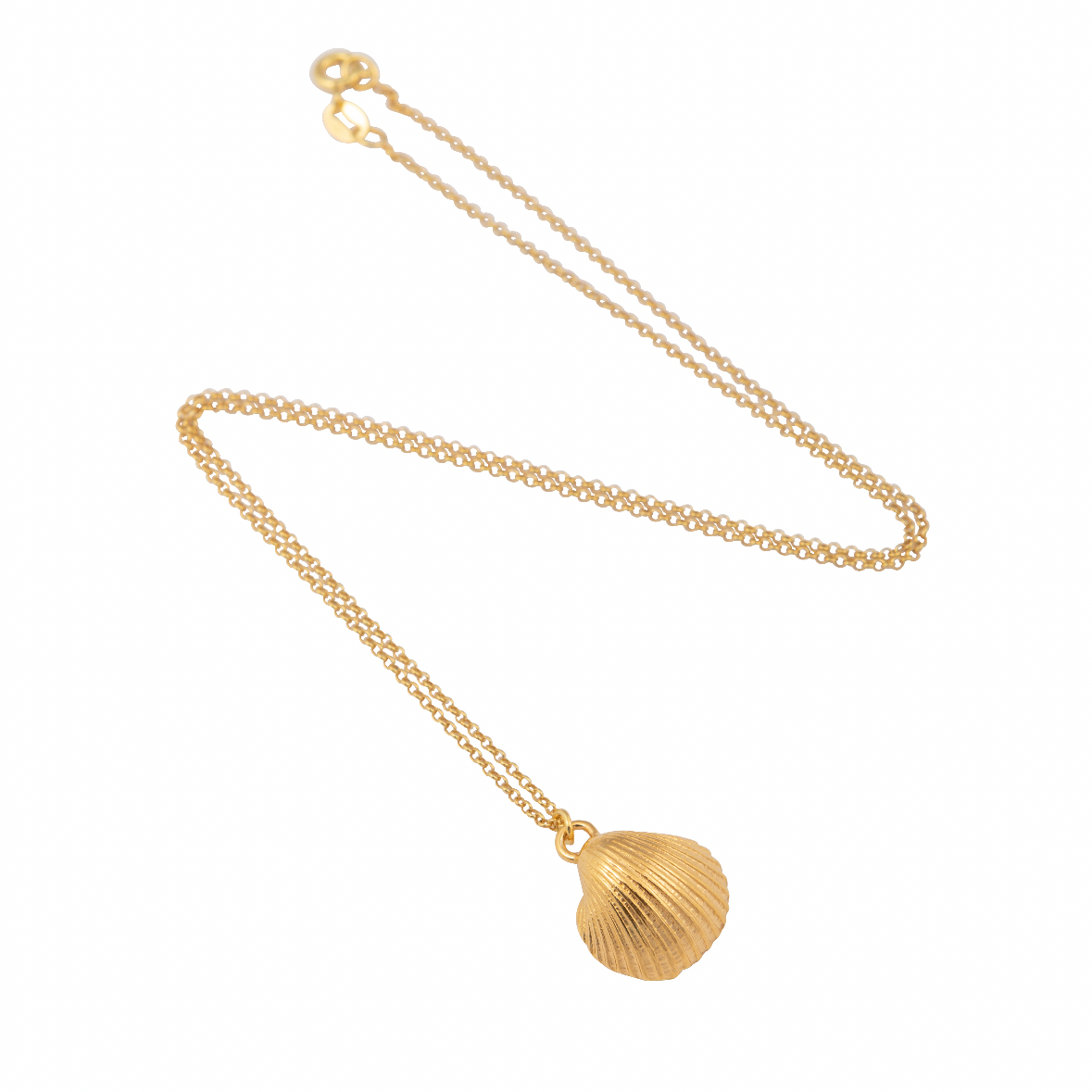 Gold plated clam shell necklace