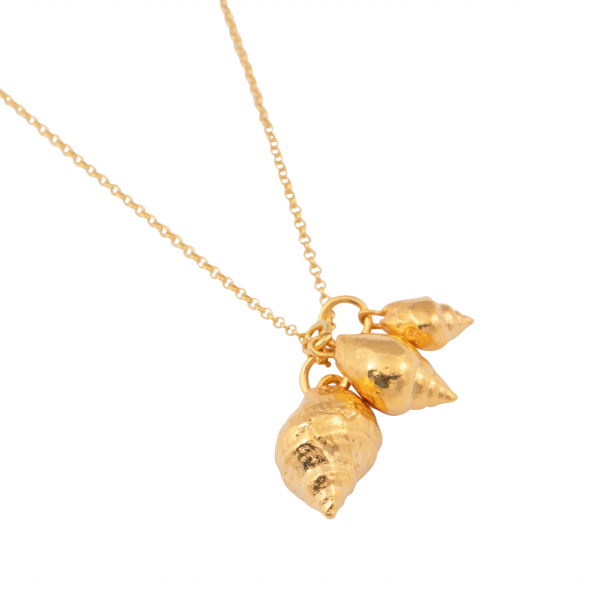 Triple shell gold plated necklace